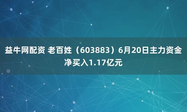 益牛网配资 老百姓（603883）6月20日主力资金净买入1.17亿元